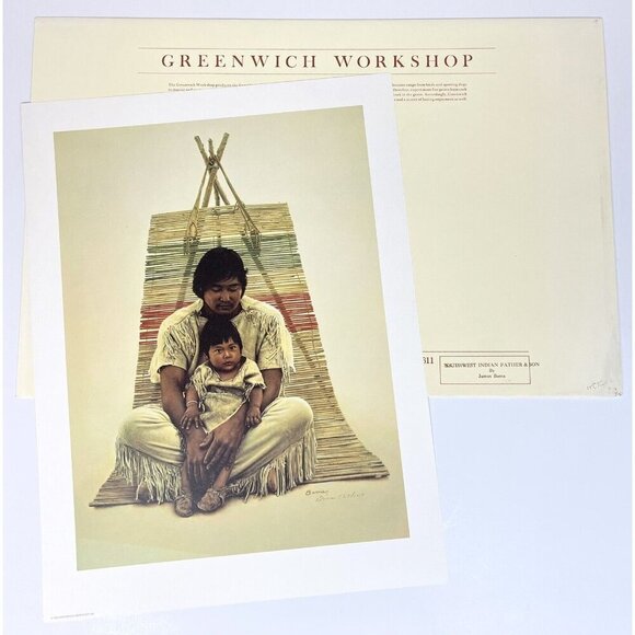 17.5"x23.5" Limited Ed SIGNED Print SOUTHWEST INDIAN FATHER & SON by JAMES BAMA - Picture 1 of 7